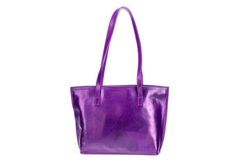 Elegant   purple  leather woman's handbag isolated on white background, Women's Fashion Bags