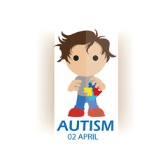 Children holds with their hands puzzle, symbol of autism awarene