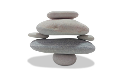 balancing pebbles isolated on white