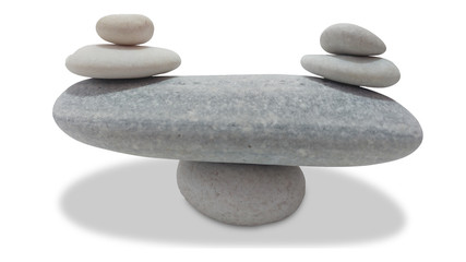 balancing pebbles isolated on white