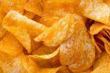 Potato chips on the papric. Eco food.