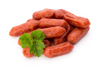 Peperoni or salami, parsley sausage. Isolated on white backgroun