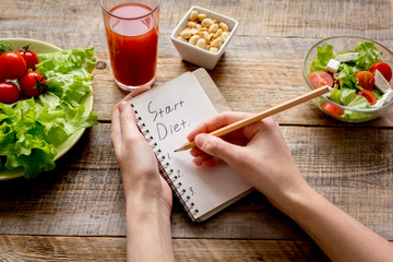 concept diet, slimming plan with vegetables