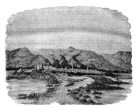 Scherschei or Cherchell, vintage engraving.