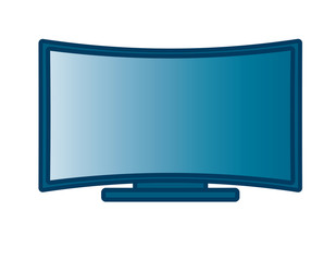 Curved Flat Screen Smart TV. Linear thin lien vector illustration