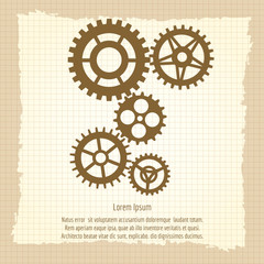 Fototapeta na wymiar Gears icons combination vector illustration. Team work concept on vintage background