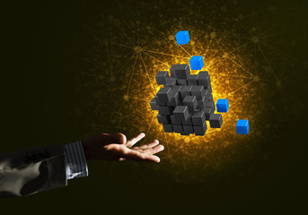 Idea of new technologies and integration presented by cube figure