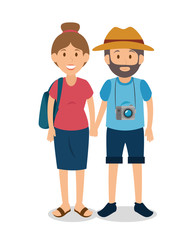 people tourists avatars characters vector illustration design