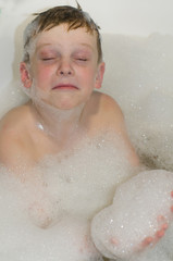 Fototapeta premium Child boy bathing