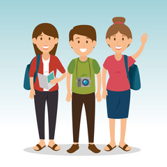 people tourists avatars characters vector illustration design