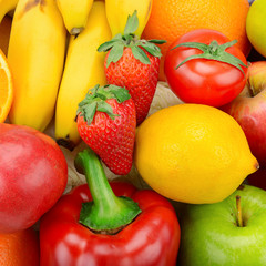 bright background of fruits and vegetables