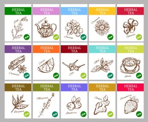 Sketch Herbal Tea Labels Collection