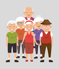 grandparents group avatars characters vector illustration design