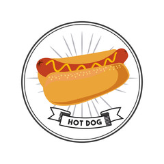 hot dog icon over white background. fast food concept. colorful design. vector illustration