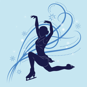 The figure skater's silhouette on a blue background