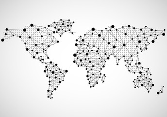 Fototapeta premium Abstract world map of dots and lines, network connections