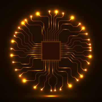 Abstract Cpu. Microprocessor. Microchip. Circuit board. Vector