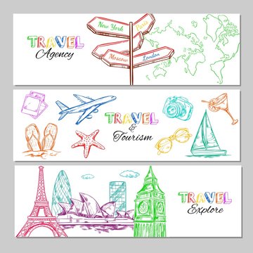 Travel Sketch Horizontal Banners