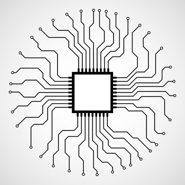 Abstract Cpu. Microprocessor. Microchip. Circuit board. Vector