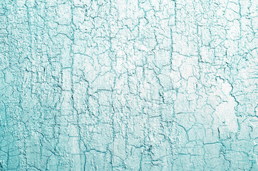 Old Damaged Cracked Paint Wall, Grunge Background, turquoise color