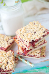 Home-made shortcake with raspberry jam
