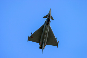 FAIRFORD, UK - JULY 16, 2006: Eurofighter Typhoon aircraft performs at the Royal international air tattoo in Fairford, Gloucestershire, England.
