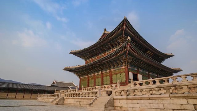 Timelapse at Gyeongbokgung Palace, Seoul, South Korea, 4K Time lapse