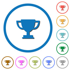 Trophy cup icons with shadows and outlines