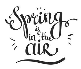 hand lettering vector words Spring is in the air