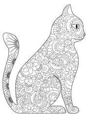 Cat Coloring book vector for adults