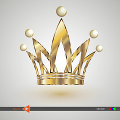 Vector. A gold crown. Metal. Isolated object on a white background. Icon.