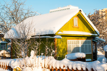 Winter village and snow around