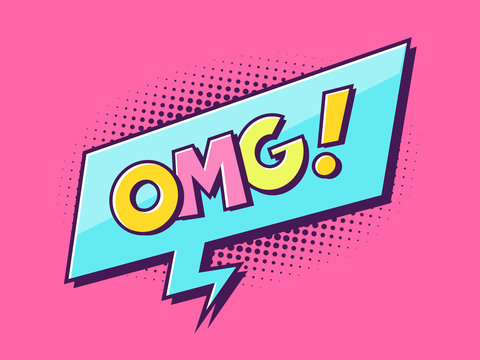 Oh My God - OMG - Comic Text Word In Retro Technicolor Style Vector Illustration