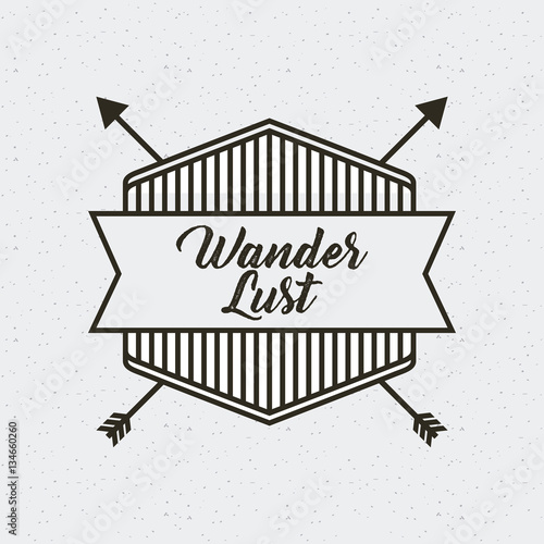 "frame with wanderlust card with arrows icon. black and white design ...
