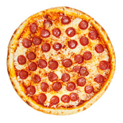 Delicious classic italian Pizza Pepperoni with sausages and cheese mozzarella