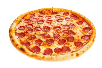 Crédence de cuisine en verre imprimé Pizzeria Délicieuse pizza italienne classique Pepperoni avec saucisses et fromage mozzarella
