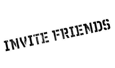 Invite Friends rubber stamp. Grunge design with dust scratches. Effects can be easily removed for a clean, crisp look. Color is easily changed.