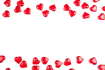 frame made of hearts, isolated on white background