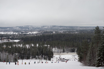 Ski trail and lift from the top