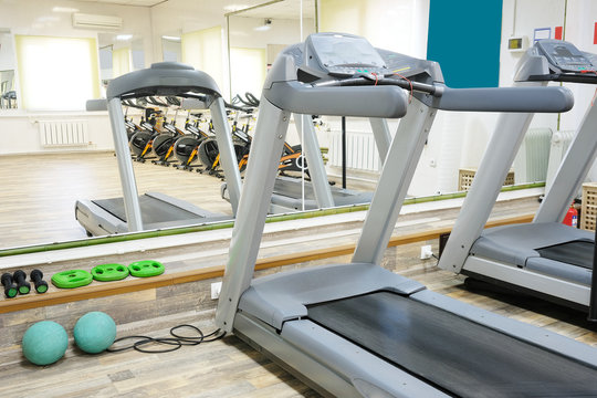 The image of treadmills in fitness hall