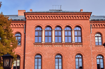 The historic red brick building in the city of Gniezno.