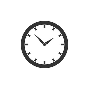 Round clock icon isolated on white background