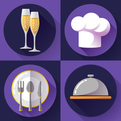 Restaurant icons set Cooking and kitchen