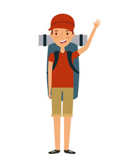 traveler man cartoon icon over white background. trip and vacations concept. colorful design. vector illustration