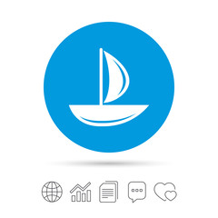 Sail boat icon. Ship sign.