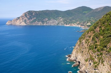 Fototapeta na wymiar Sea coast near Village Monterosso al Mare, Cinque Terre, Liguria, Italy