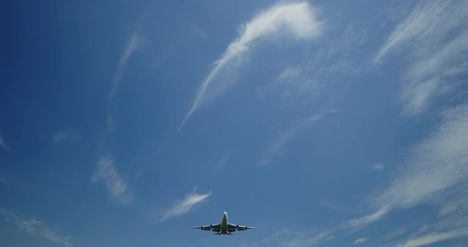 Boeing 747 from the front landing at an Airport