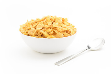 Cereales en bol con fondo blanco