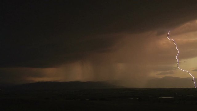 Two Lightning Flashes near  Colorado Front Range