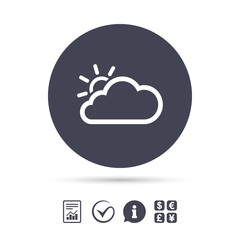 Cloud and sun sign icon. Weather symbol.